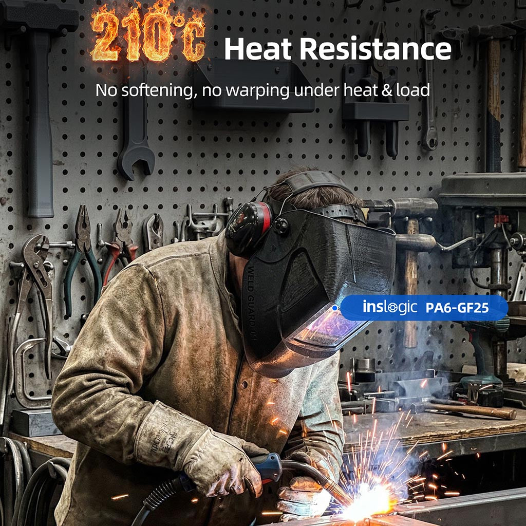 inslogic PA6-GF25 label on welding equipment