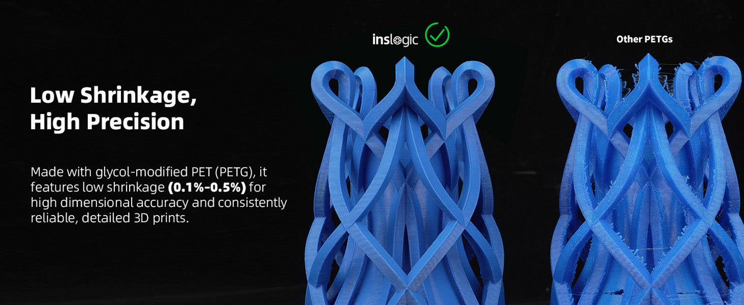 Inslogic PETG Pro 3D Printing Filament - Low shrinkage High precision