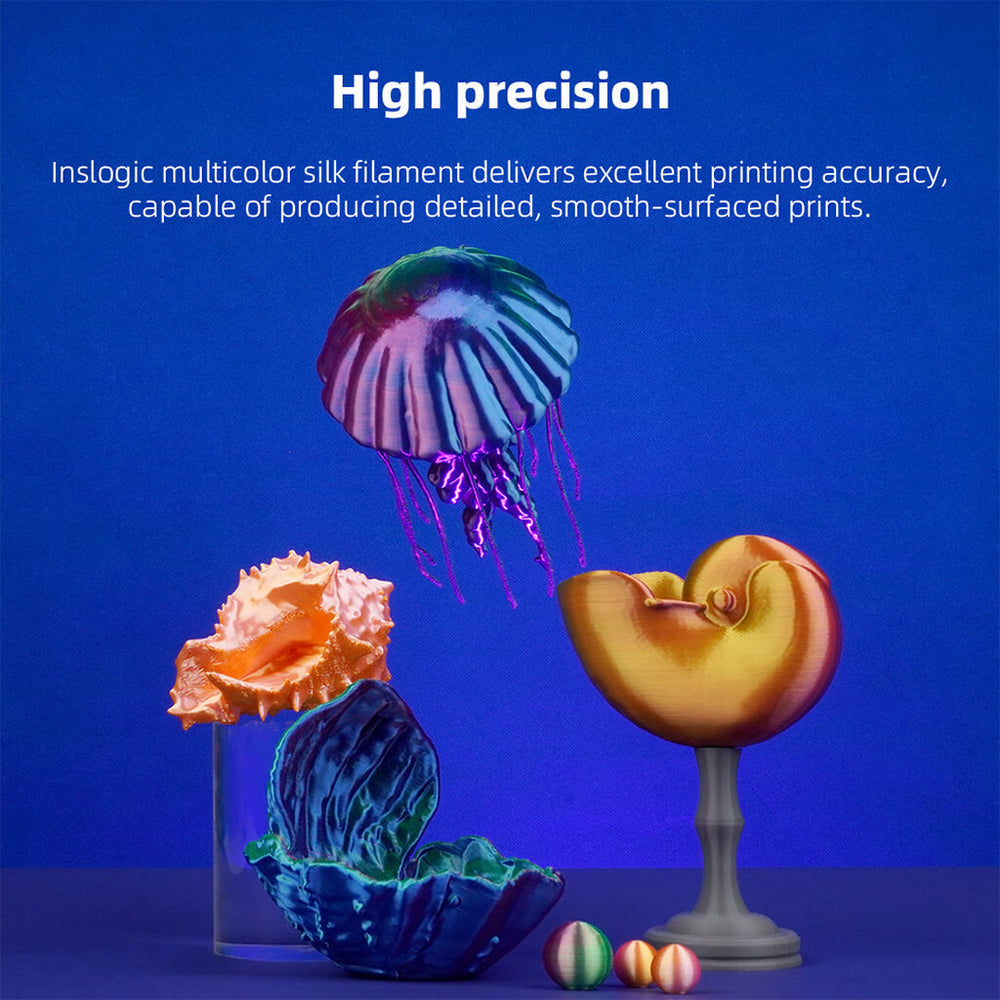 Multicolor Silk PLA Filament Dynamic Color Transitions - Inslogic 3D