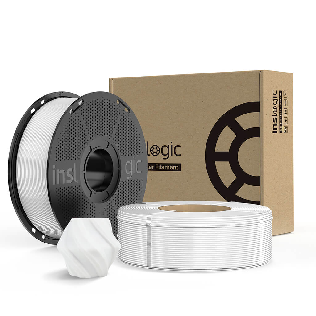 Inslogic PLA Pro 3D Printing Filament 1KG with Spool + 1KG Refill white + white
