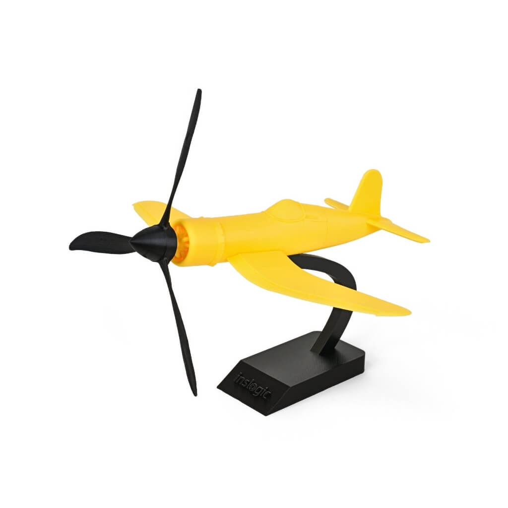 Yellow and black propeller 3D print model with filament-like body for 3D printing